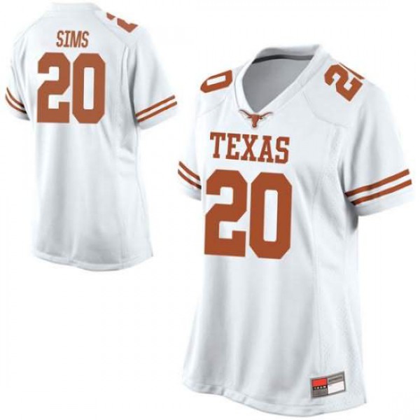 Womens Texas Longhorns #20 Jericho Sims Game Embroidery Jersey White